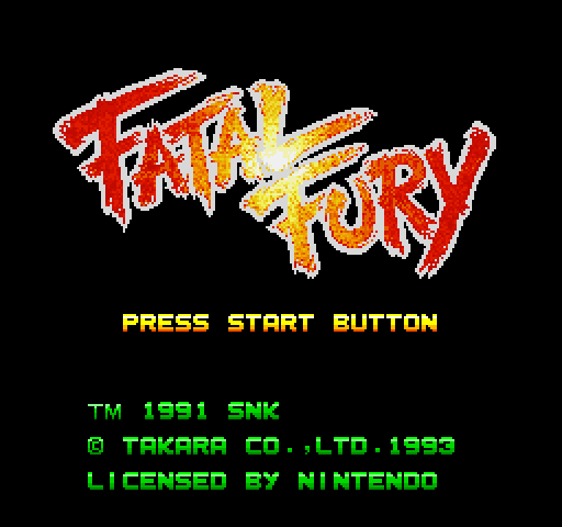 Fatal Fury title screen on SNES
