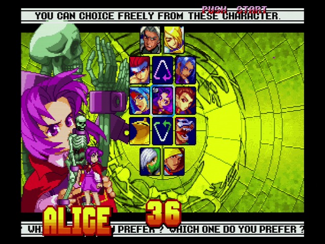 Asura Buster character select screen