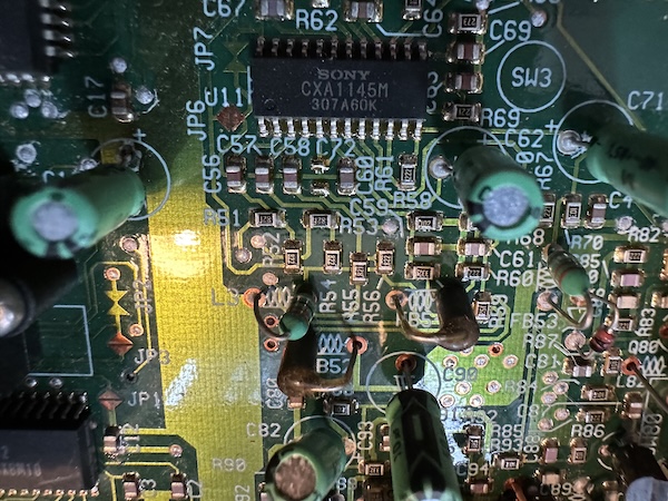 The surface-mount Sony CXA1145M.