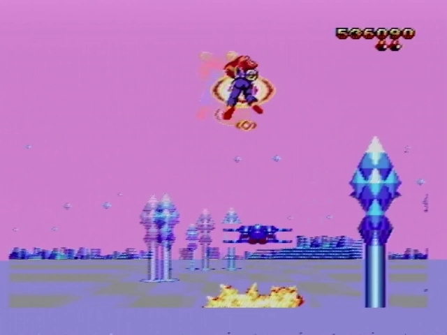 Space Harrier 3D gameplay over a bad upscaler