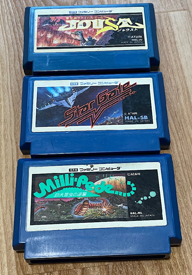 Three blue famicom games