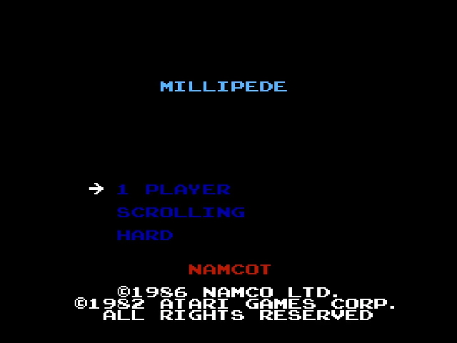 Millipede Namco title screen