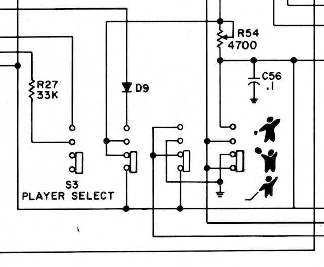 Service manual, showing a switch with four sets of contacts with three positions each
