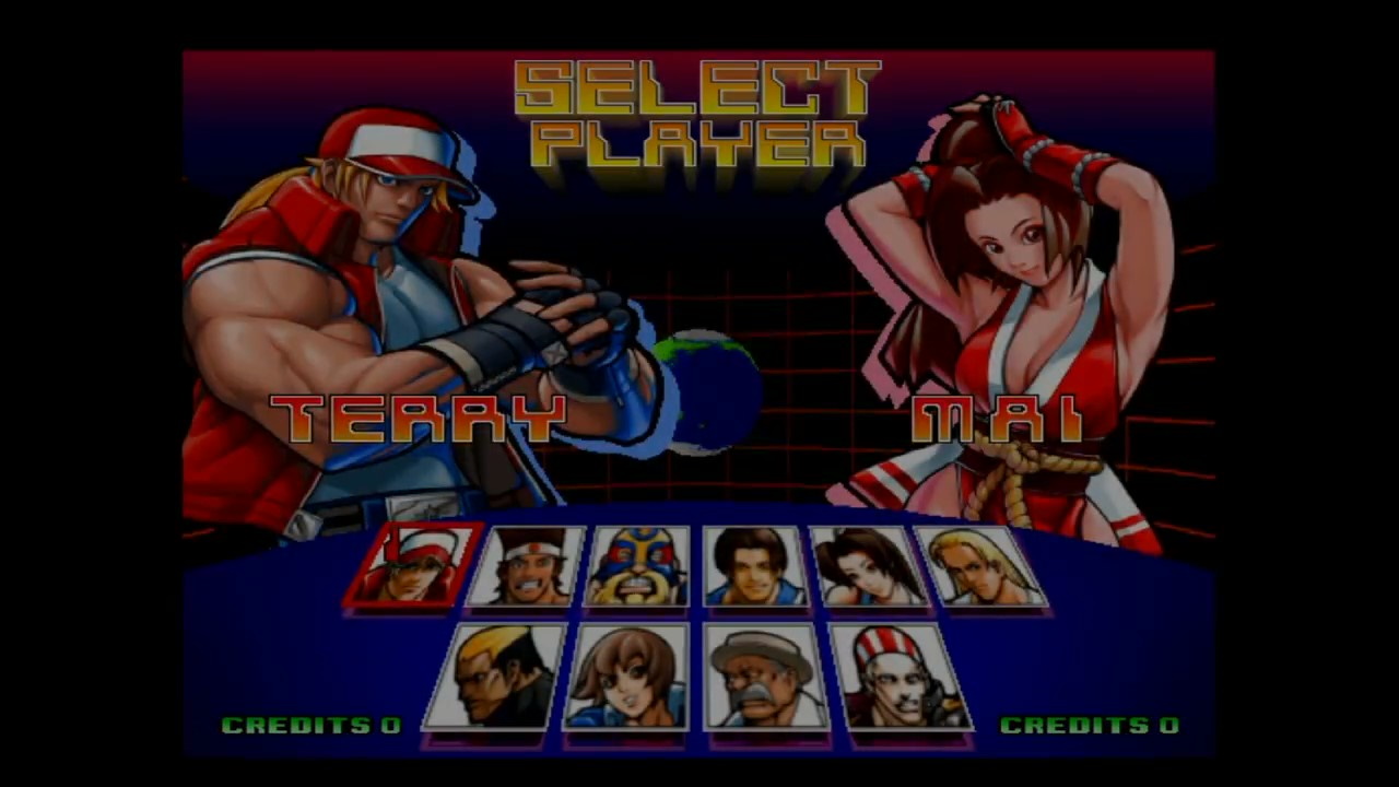 Character select screen showing Terry and Mai