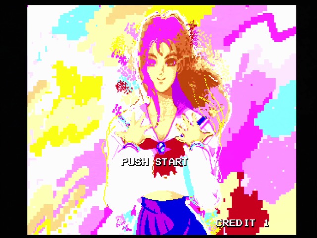 This is definitely a Mitchell game Sailor-suited girl on a crazy colored background