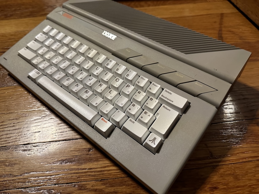 Glamor shot of Atari 130XE with new keyboard