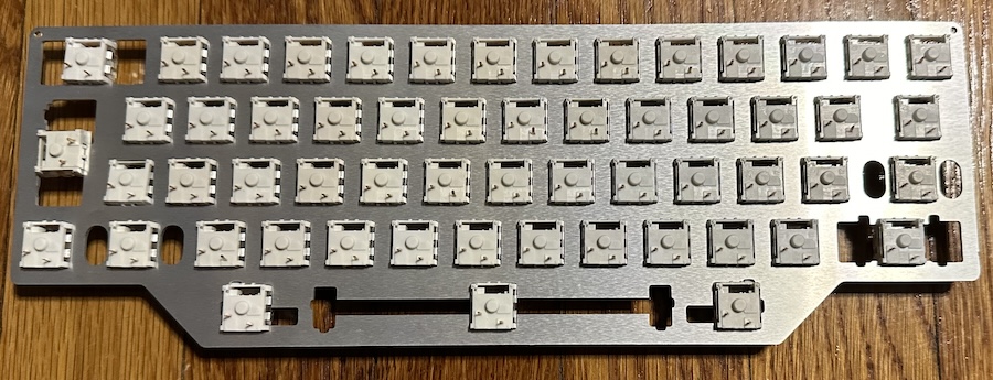 A plate loaded with switches, from the bottom