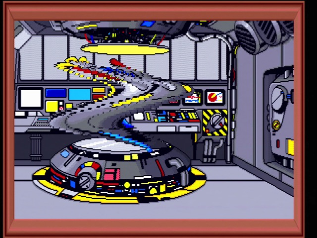 The time machine departs with a wavy effect