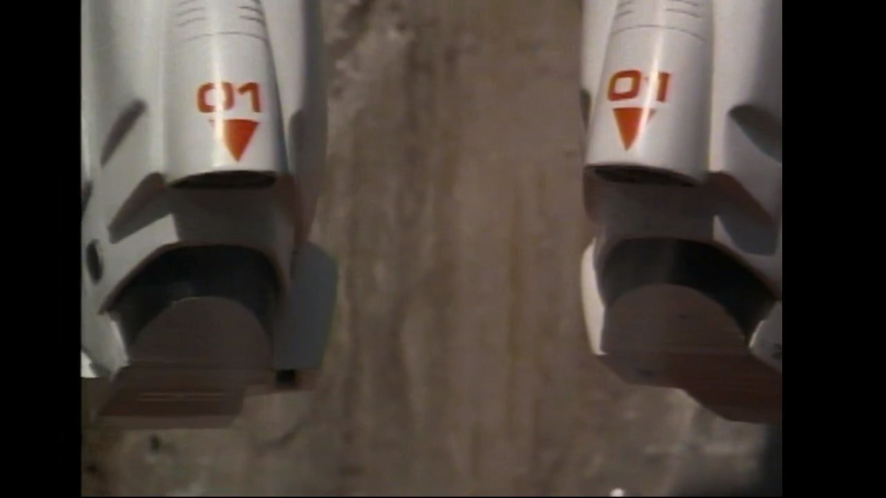 Spock's rocket boots. Text on them is visible and sharp