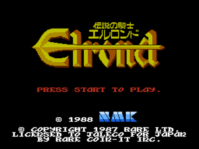 Elrond title screen with a big NMK logo