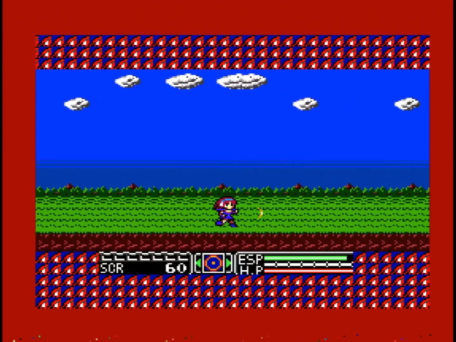 Psychic World for the Game Gear. She is not red and the world is colorful, but there is garbage
