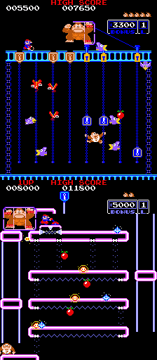 Donkey Kong Jr levels 3 and 4, stacked on top of each other