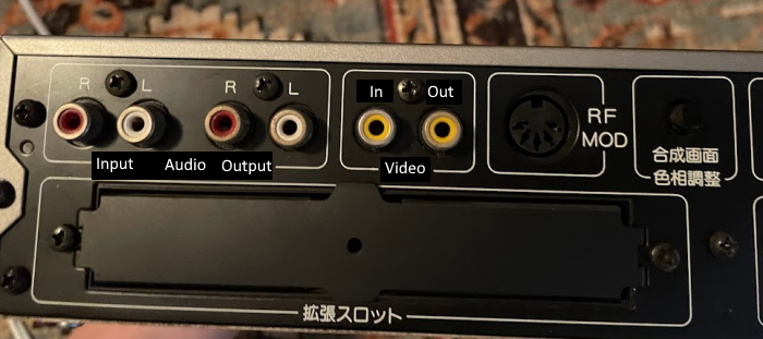 ports on the rear of the PX-V7. Now we can see that for all the RCA ports there are input and output pairs