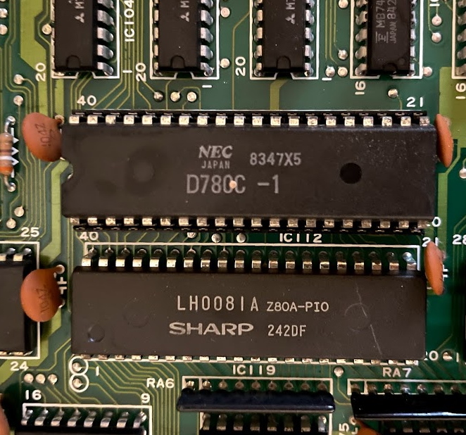 NEC D780C-1 CPU above a Z80A-PIO chip