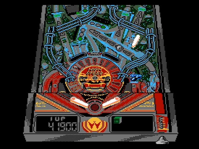 High Speed pinball gameplay. The bottom half of the screen is stationary
