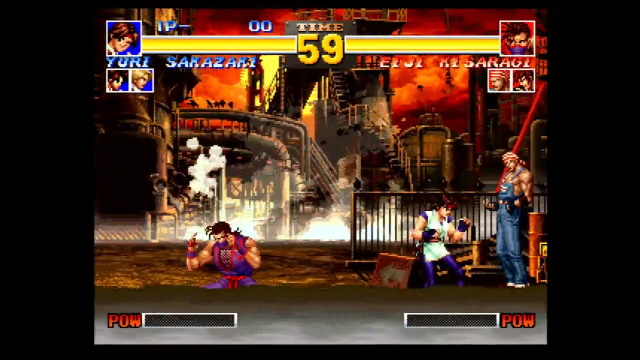 King of Fighters '95 combat with opaque dust covering the bottom of the screen