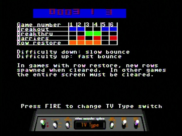 Game options in Breakout