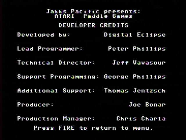 Atari Paddle credits