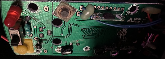 Atari Paddle PCB rear, shrouded in darkness