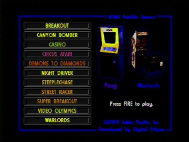 Atari Paddle game select screen