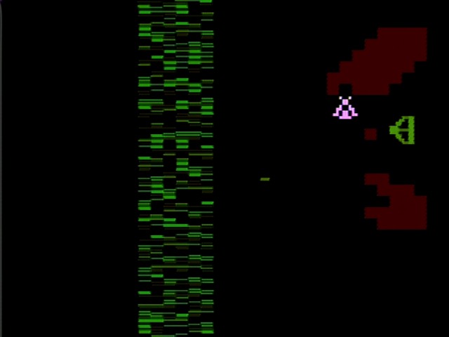 Yars Revenge gameplay, featuring a less colorful playfield