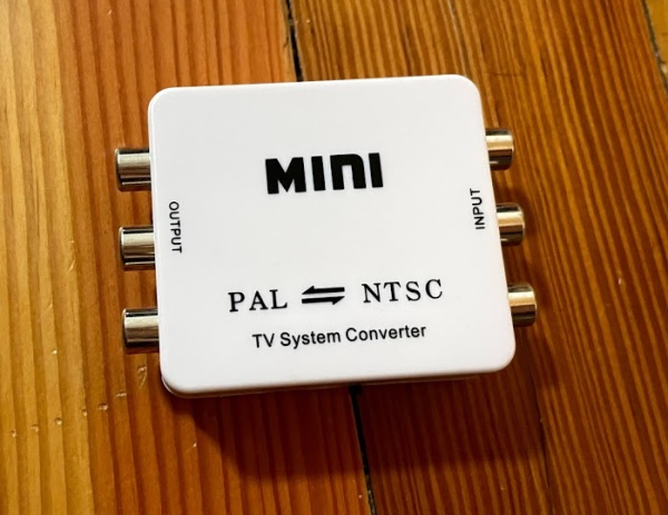 A MINI branded PAL-NTSC converter box