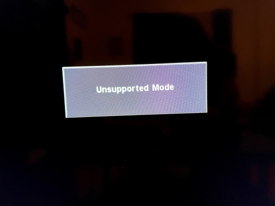 A flatscreen TV complaining about an unsupported mode