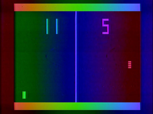 Pong with rainbow backgrounds and art