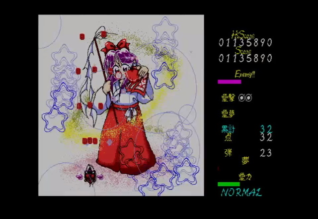 Touhou Kaikidan gameplay, using a bomb