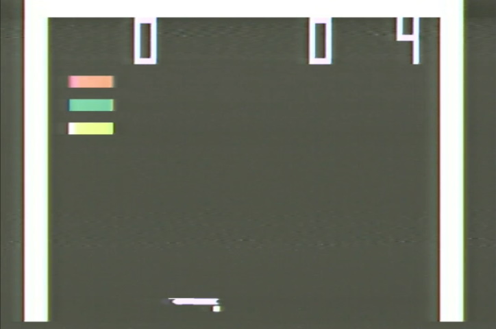 Basketball. The playfield has a breakout paddle at the bottom, and three lines at the top left signifying the hoop