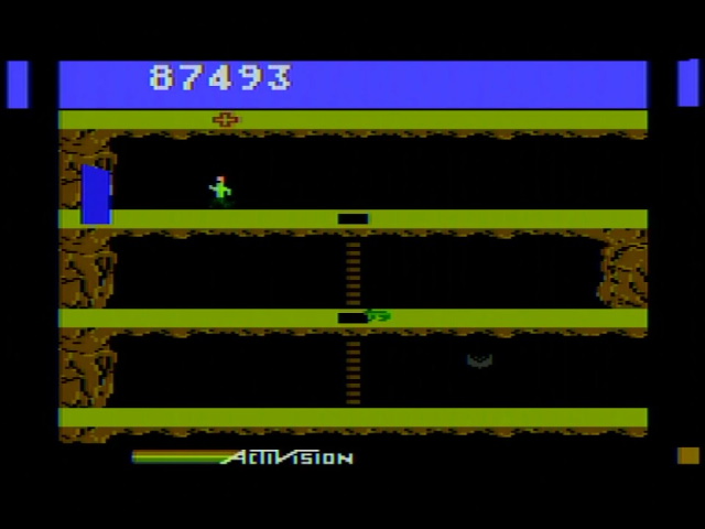 The Atari computer version of Pitfall II. Pitfall Harry sees a blue portal in front of him