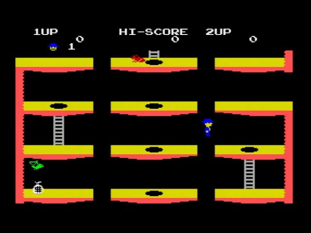 The SG-1000 version of Pitfall II. Pitfall Harry appears to float over a gap