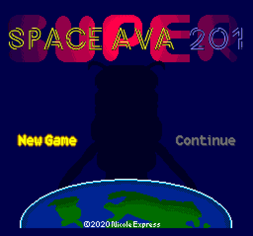 The title screen of Space Ava 201.