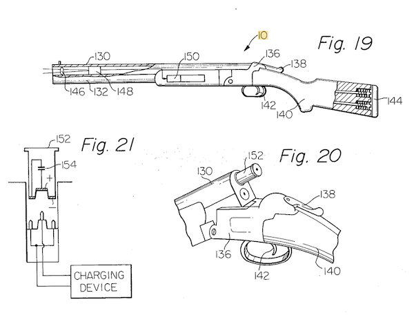 Patent layout for the gun, showing the charging device across a lamp
