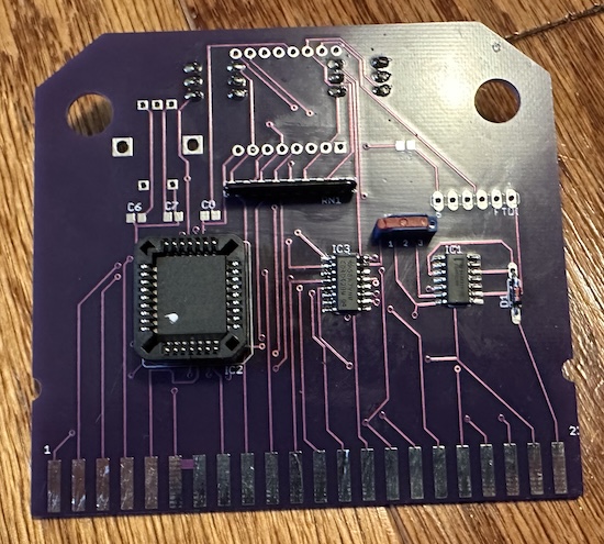 RCA Studio II multicart, showing a socketed square ROM, some ICs