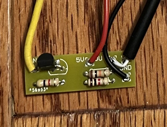 A small PCB with a single transistor