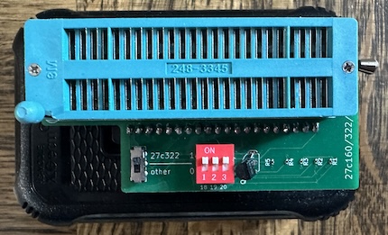 it's a bit annoying to use this on a T48 because of the placement of the ZIF socket switch, it was really designed for the older models The adapter inside the programmer, with a larger ZIF socket and some dip switches