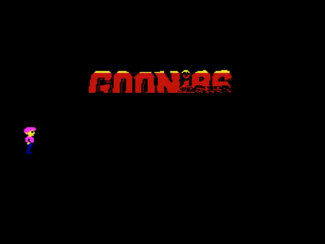 The Goonies title screen. All that's left is the name 'Goonies'