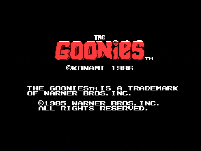 The Goonies title screen. More of it is visible