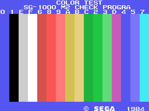 Color bars over an emulator, pixel perfect with the less saturated palette