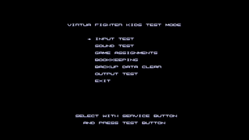 BIOS menu from the Sega ST-V game 'Virtua Fighter Kids'. The interlacing makes it unreadable