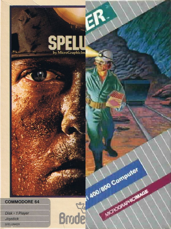 the two PC boxes of Spelunker, split