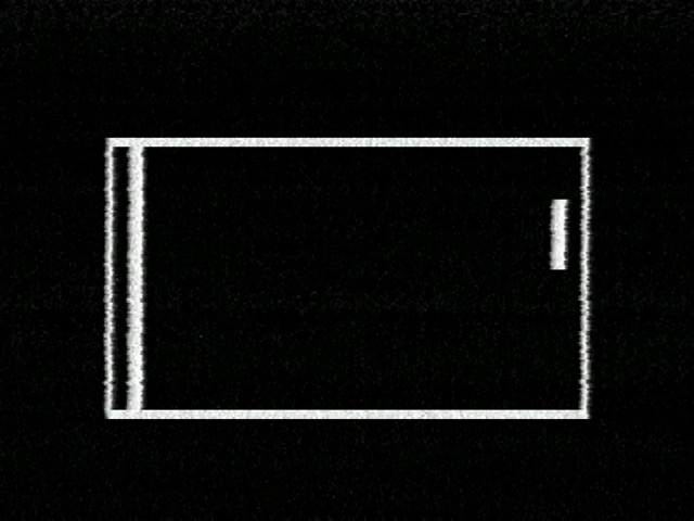 A rectangle with a full line on the left (the wall) and a shorter line on the right (a paddle)