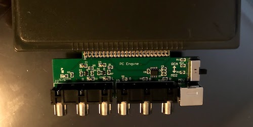 A photo of a PCB attached to a SuperGrafx