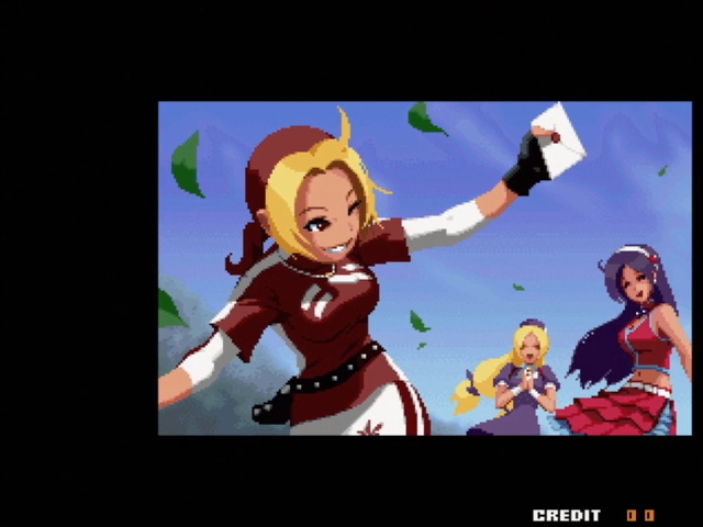 King of Fighters 2003 intro showing the High School Girls Team.