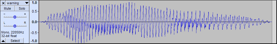 A blue wave form at 22050Hz