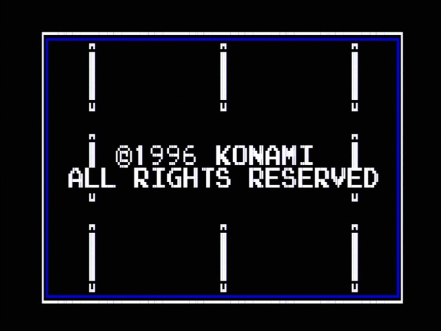 TARGET PANIC title screen, showing '1996 COPYRIGHT KONAMI ALL RIGHTS RESERVED