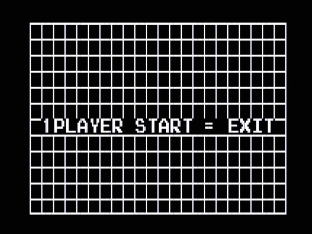 A grid of white lines on black. 1PLAYER START=EXIT