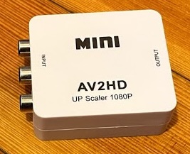 A white upscaler box labeled MINI