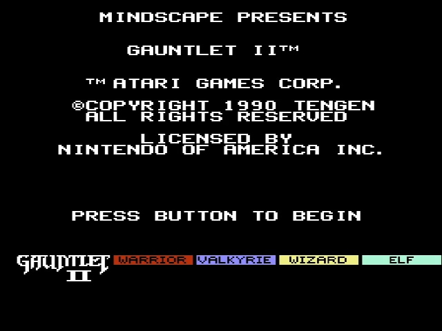 Mindscape Presents Gauntlet 2 tm Atari Games, Copyright 1990 Tengen
